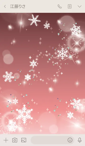 [LINE着せ替え] ベージュピンク/ 全運気が上がる！雪の結晶の画像3