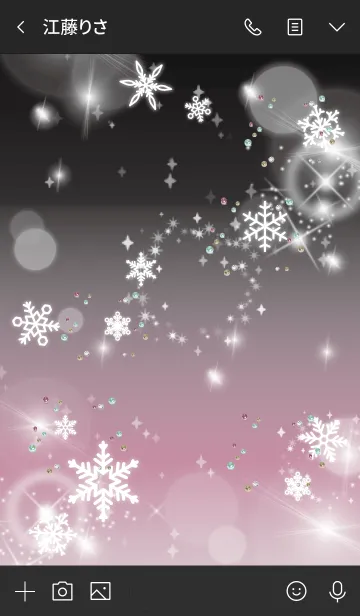[LINE着せ替え] 黒とピンク/ 全運気が上がる！雪の結晶の画像3