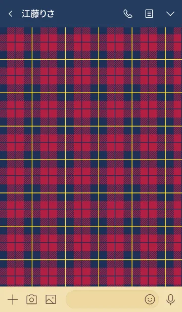 [LINE着せ替え] Check Pattern NAVY＆RED 15の画像3