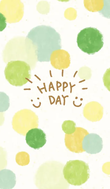 [LINE着せ替え] スマイル-大人水彩水玉緑12-の画像1