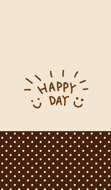 [LINE着せ替え] ベージュ茶水玉スマイル12の画像1