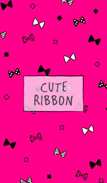 [LINE着せ替え] CUTE RIBBON PINK＆BLACK 2の画像1