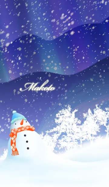 [LINE着せ替え] まこと☆オーロラを眺める雪だるま☆冬の画像1