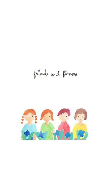 [LINE着せ替え] Friends and flowers 友達と花の着せかえの画像1
