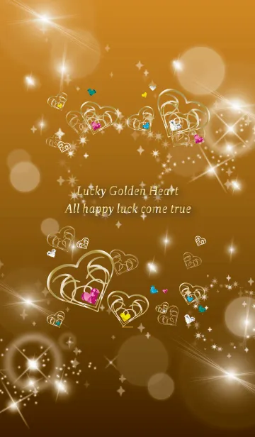 [LINE着せ替え] オレンジ / 全運気UP！幸運ゴールドハートの画像1