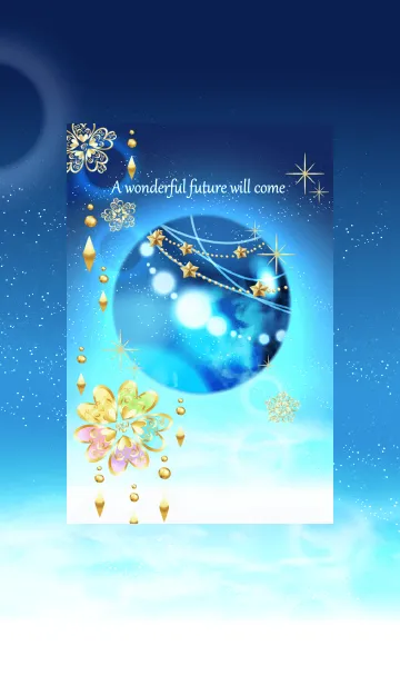 [LINE着せ替え] 幸せを呼ぶ虹色クローバーと惑星の画像1