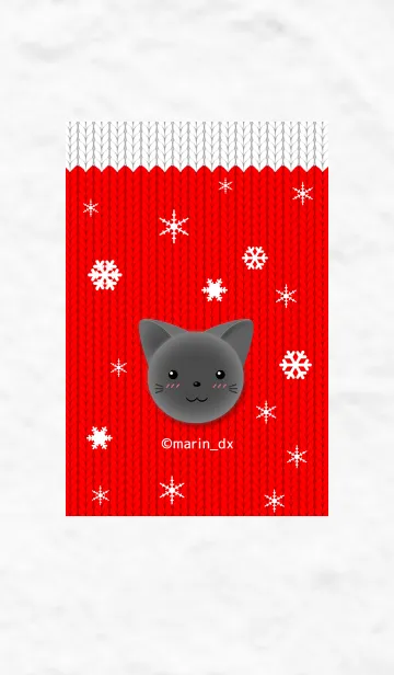 [LINE着せ替え] 猫のアクア〜AQUA〜 雪の結晶の編物 ⑦赤の画像1