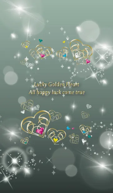 [LINE着せ替え] カーキ / 全運気UP！幸運ゴールドハートの画像1