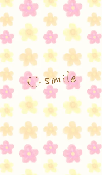 [LINE着せ替え] 水彩暖色系お花-スマイル2-の画像1