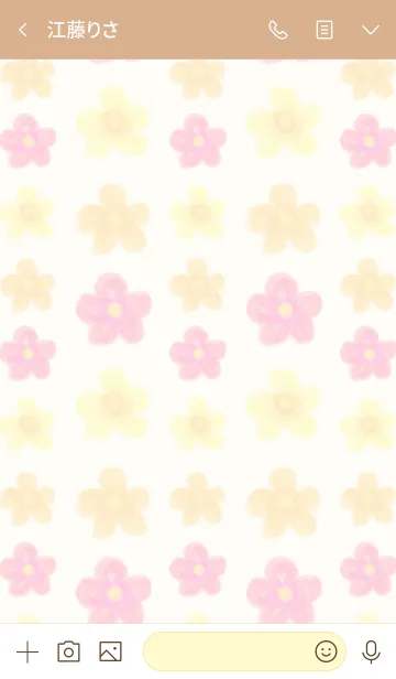 [LINE着せ替え] 水彩暖色系お花-スマイル2-の画像3