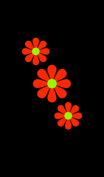 [LINE着せ替え] 赤い花模様 [ 黒背景 ] No.1-2の画像1