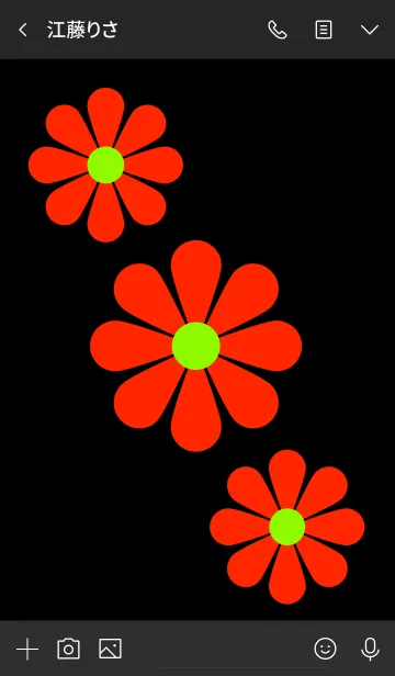 [LINE着せ替え] 赤い花模様 [ 黒背景 ] No.1-2の画像3