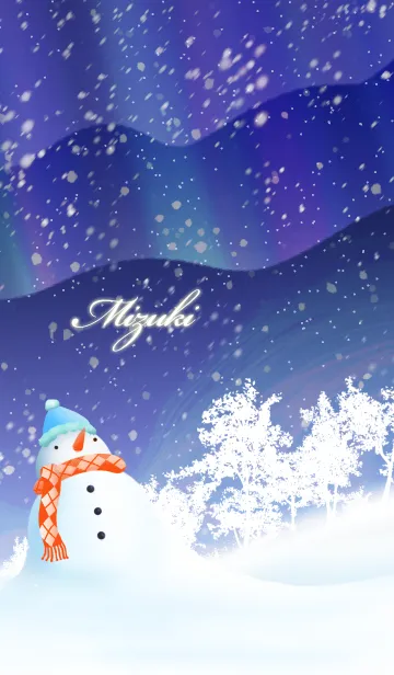 [LINE着せ替え] みずき☆オーロラを眺める雪だるま☆冬の画像1