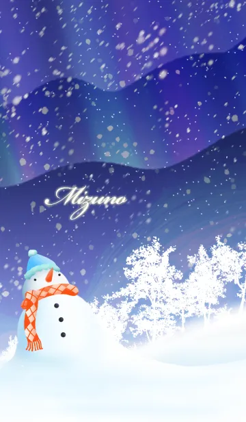 [LINE着せ替え] みずの☆オーロラを眺める雪だるま☆冬の画像1