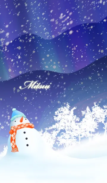 [LINE着せ替え] みつい☆オーロラを眺める雪だるま☆冬の画像1