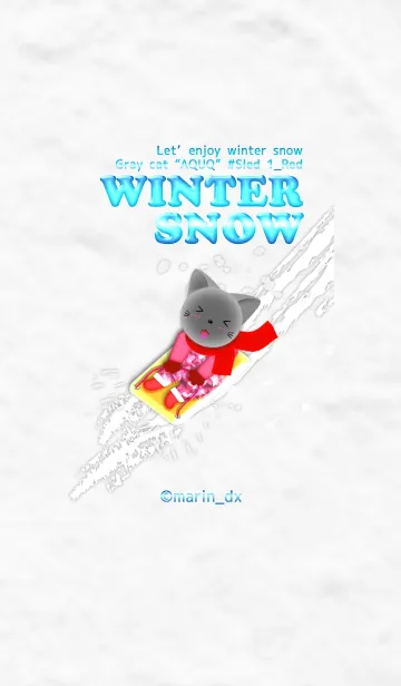 [LINE着せ替え] 猫のアクア〜AQUA〜 冬 雪を楽しもう！①赤の画像1