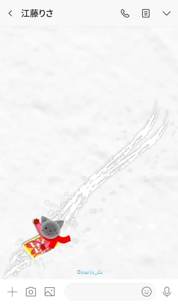 [LINE着せ替え] 猫のアクア〜AQUA〜 冬 雪を楽しもう！①赤の画像3
