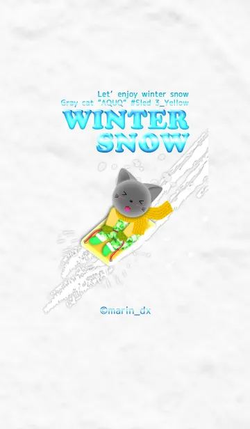 [LINE着せ替え] 猫のアクア〜AQUA〜 冬 雪を楽しもう！③黄の画像1