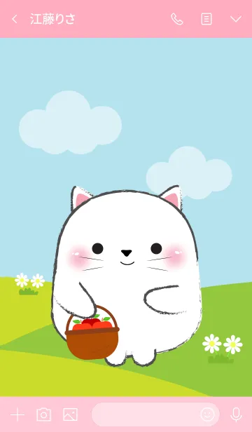 [LINE着せ替え] Pretty Fat White Cat Theme (jp)の画像3