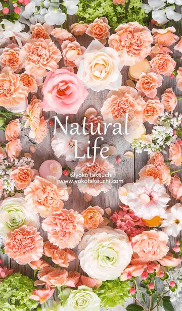 [LINE着せ替え] 木目がかわいい花のアレンジ～Natural Lifeの画像1