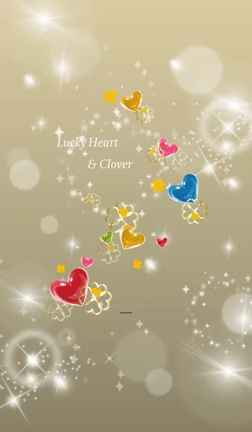 [LINE着せ替え] ベージュネイビー:全運UPハート クローバーの画像1