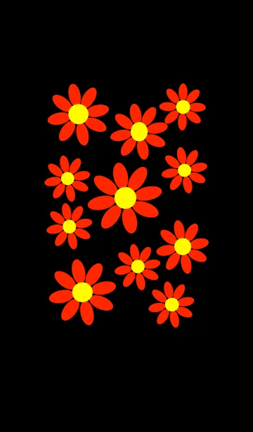 [LINE着せ替え] 赤い花模様 [ 黒背景 ] No.2-2の画像1