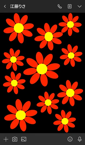 [LINE着せ替え] 赤い花模様 [ 黒背景 ] No.2-2の画像3