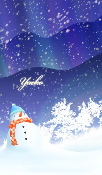 [LINE着せ替え] やえこ☆オーロラを眺める雪だるま☆冬の画像1