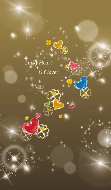 [LINE着せ替え] こげ茶 : 全運気UPハートとクローバーの画像1