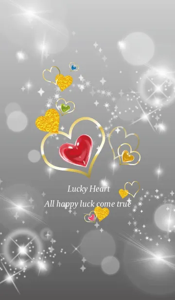 [LINE着せ替え] グレー : 恋愛運UP！ゴールドハートの画像1