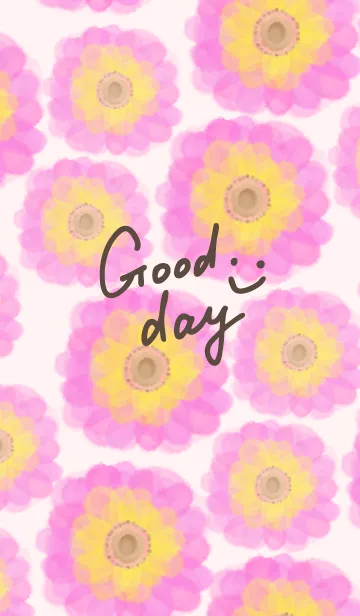 [LINE着せ替え] 水彩ピンクお花-スマイル22-の画像1