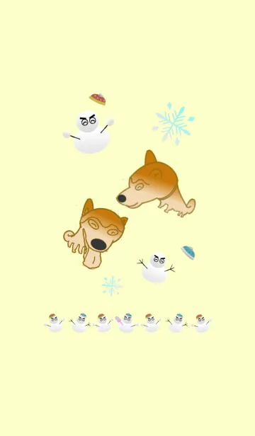 [LINE着せ替え] 雪だるまと柴犬の画像1