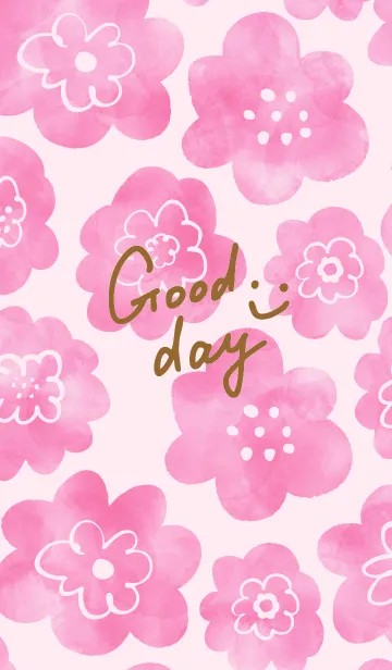 [LINE着せ替え] 赤ピンク水彩お花柄 スマイル29の画像1