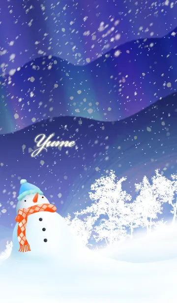 [LINE着せ替え] ゆめ☆オーロラを眺める雪だるま☆冬の画像1