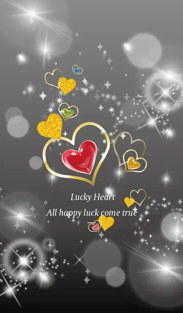 [LINE着せ替え] 黒 : 恋愛運UP！ゴールドハートの画像1