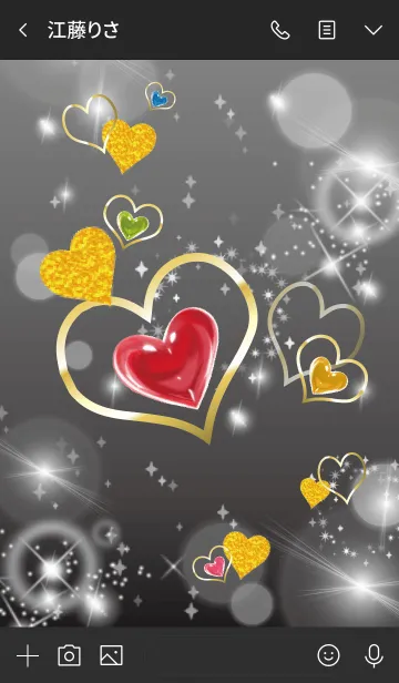 [LINE着せ替え] 黒 : 恋愛運UP！ゴールドハートの画像3