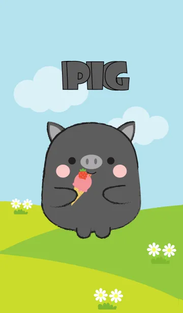 [LINE着せ替え] Pretty Fat Black Pig Theme (jp)の画像1