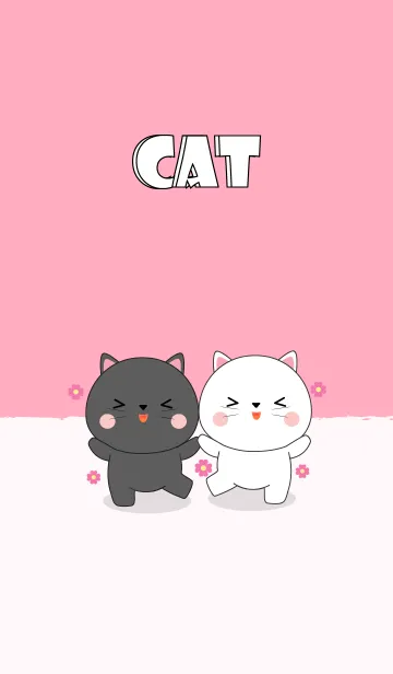 [LINE着せ替え] Cute Cute White Cat ＆ Black Cat (jp)の画像1