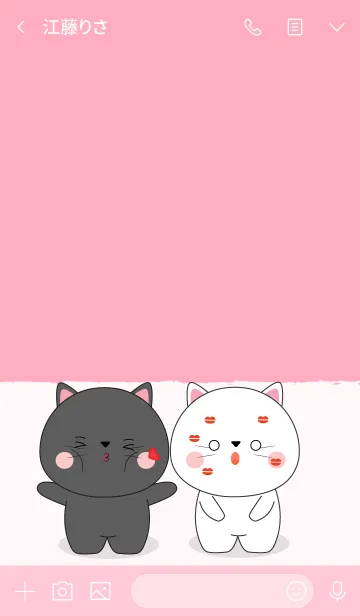 [LINE着せ替え] Cute Cute White Cat ＆ Black Cat (jp)の画像3