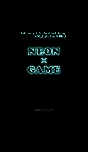 [LINE着せ替え] NEON ＆ GAME #05_水色 ＆ 黒の画像1