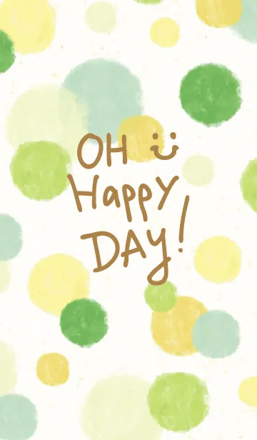 [LINE着せ替え] スマイル-大人水彩水玉緑23-の画像1