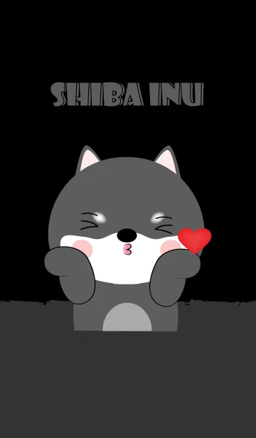 [LINE着せ替え] Love Cute Black Shiba Inu (jp)の画像1