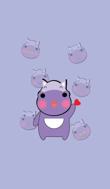 [LINE着せ替え] Simple cute hippo theme v.3 (JP)の画像1