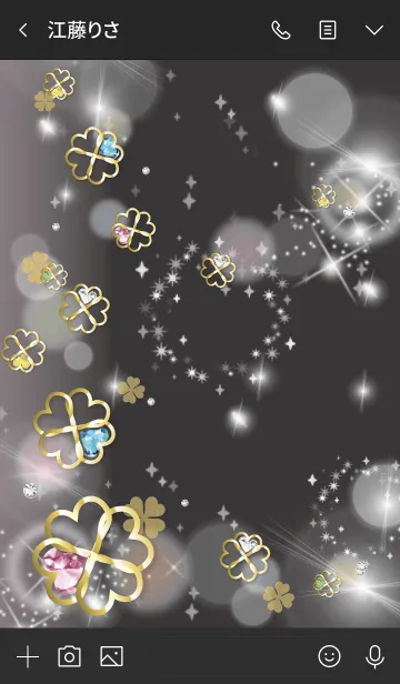 [LINE着せ替え] 黒とピンク : シンプルな運気UPクローバーの画像3