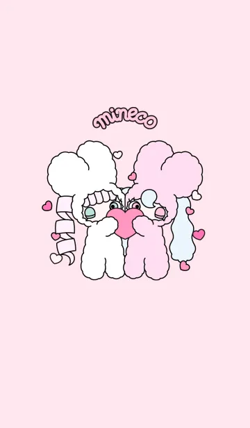 [LINE着せ替え] もこもこ♡ mineco's Bunny mimi ＆ momoの画像1