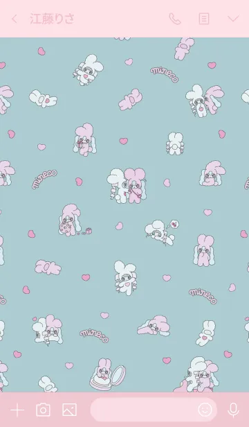 [LINE着せ替え] もこもこ♡ mineco's Bunny mimi ＆ momoの画像3