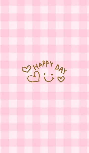 [LINE着せ替え] ピンク色ギンガムチェック-スマイル22-の画像1