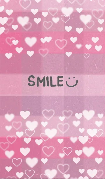 [LINE着せ替え] くすみピンクチェック-ハートスマイル13-の画像1