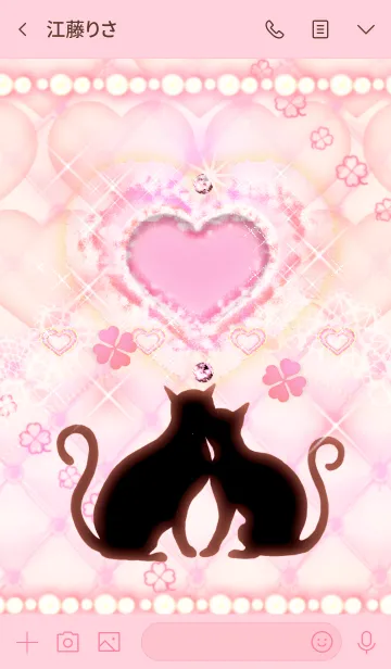 [LINE着せ替え] 恋愛運に効く⁈黒猫たち*クローバー＆ハート*の画像3