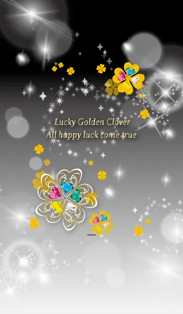 [LINE着せ替え] 黒と白 / 全運気UP！華やかなクローバーの画像1